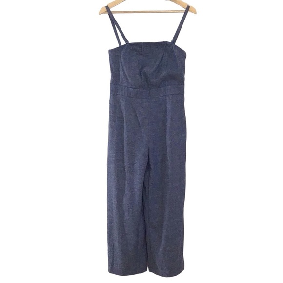 Chicos Black Label Denim Blue Twill Wide Leg Cropped Jumpsuit NEW - Picture 5 of 9